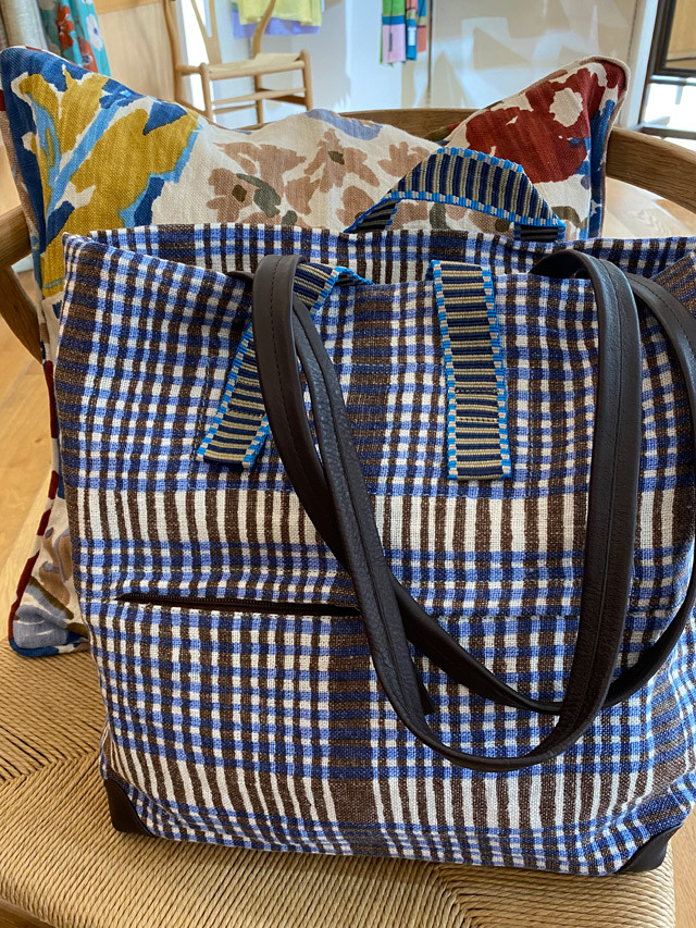 麻バッグ 2WAYトートバッグ（小） 『チボリ公園のチェック柄』