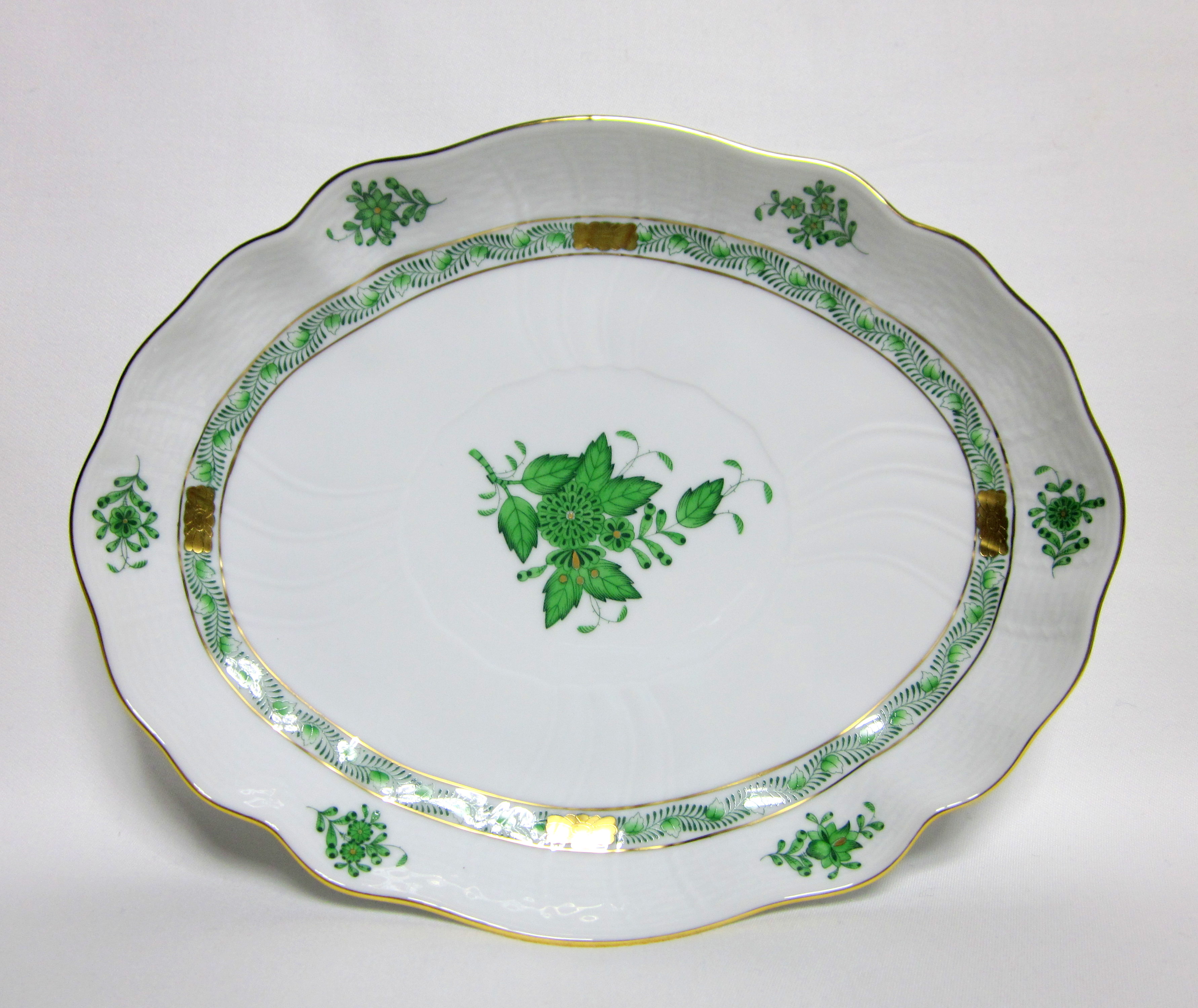 ヘレンド（Herend）アポニーグリーン オーバルディッシュ(L)【西洋