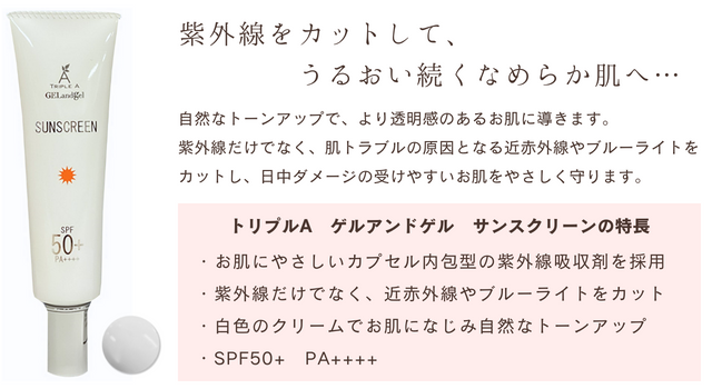 トリプルA ゲルアンドゲル サンスクリーン（日焼け止め）30g