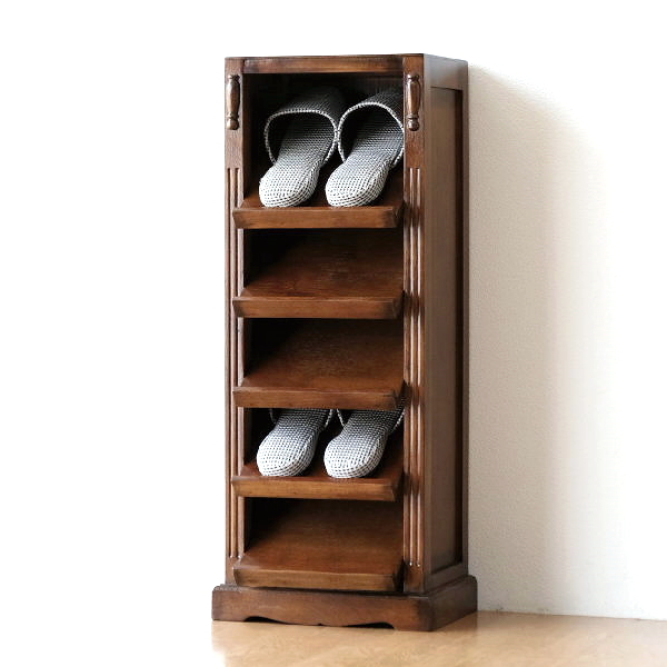 スリッパラック 木製 無垢材 おしゃれ 玄関 収納 天然木 5足 オーク