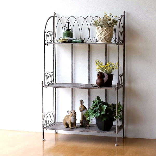 ラック 3段 棚 シェルフ おしゃれ アイアン 飾り棚 折りたたみ