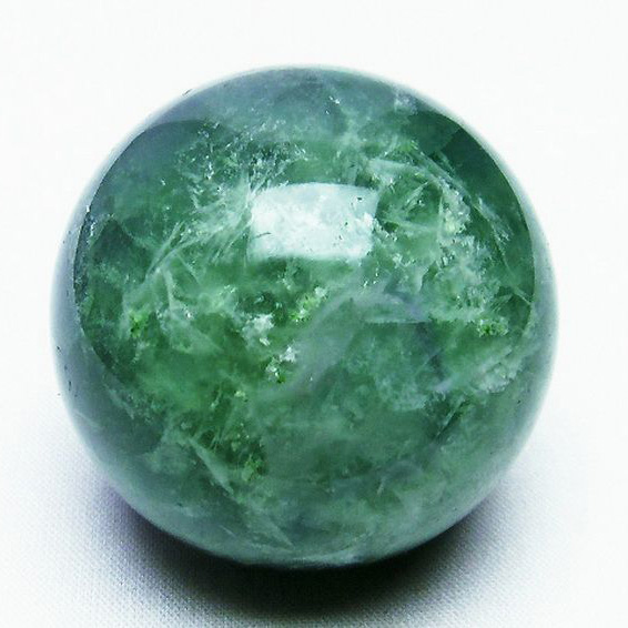 天然石 エンジェルフェザーフローライト ファントム入り 丸玉49mm[T540