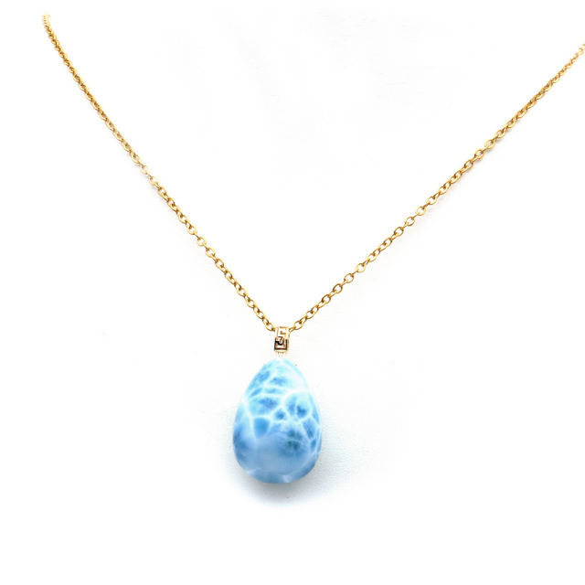 ラリマー ネックレス 天然石 ペンダント 18金 K18 ロイヤルクラス