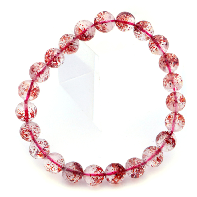 ファイアークォーツ ブレスレット 8mm 鱗鉄鉱入り水晶 天然石 AAA