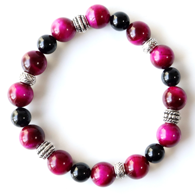 天然石 パワーストーン ブレスレット ピンク タイガーアイ オニキス
