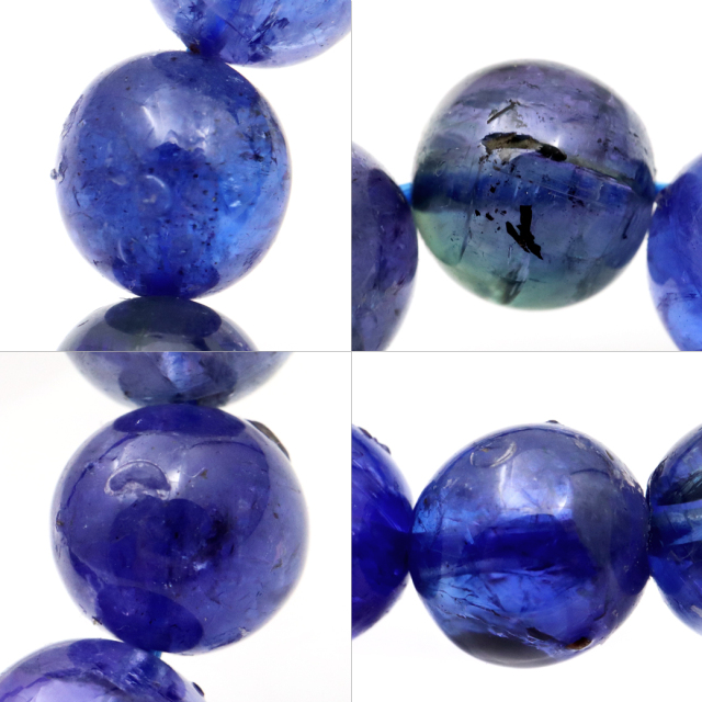 タンザナイト ブレスレットバイカラー AAAAA 9.5-10mm 鑑別書付き 12月