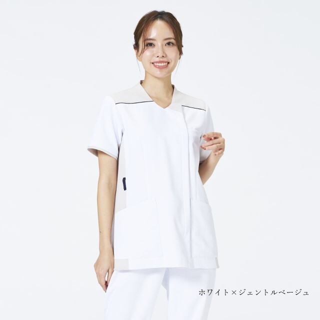 HS8168 オンワード 男女兼用 ファスナー スクラブ 前開き 軽量