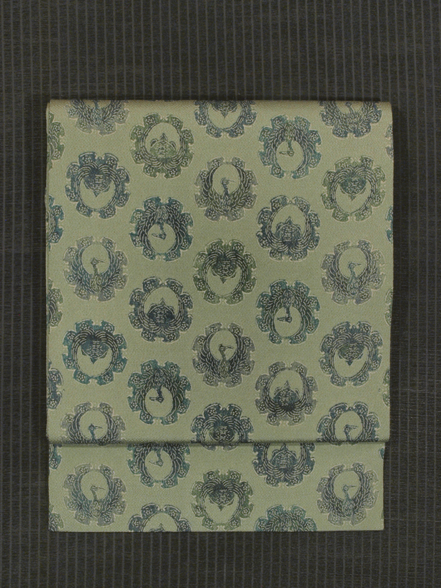 帯のアトリエ花邑 hanamura 銀座 「鶴亀宝相華文様 型染め 名古屋帯 」