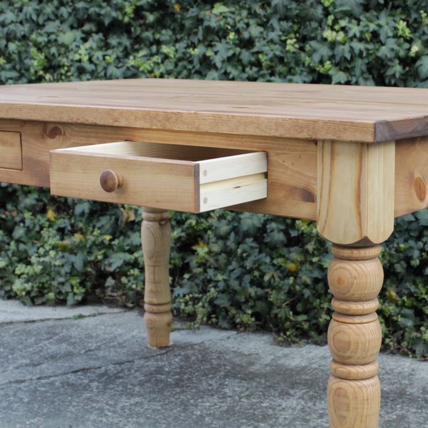 ろくろ脚ダイニングテーブル・引き出し付き・120cm×80cm