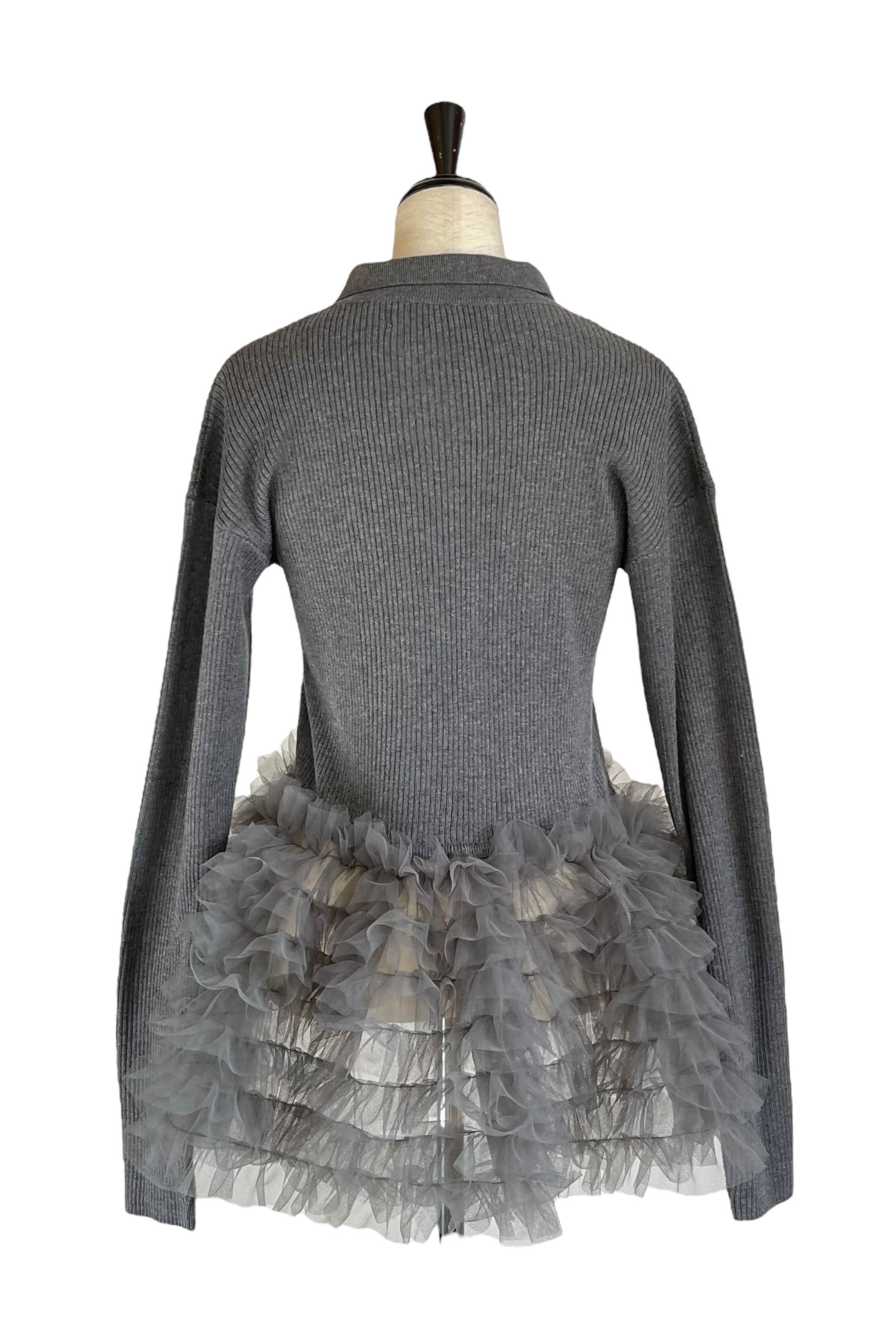 HONEY MI HONEY｜チュールペプラムポロニットカーディガン｜大人