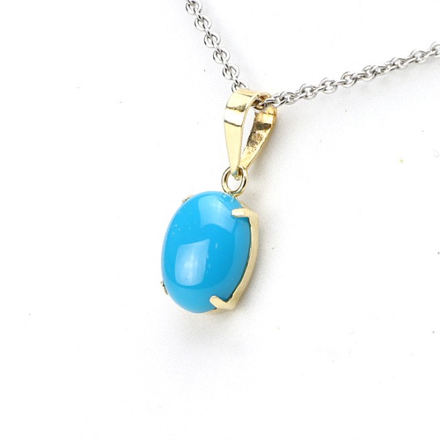 ペンダントトップ ターコイズ オーバル K18 （スリーピング