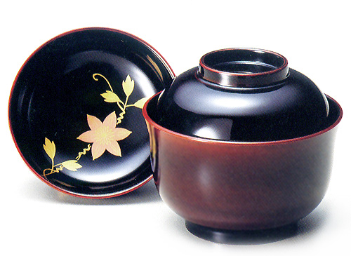 吸物椀 見返し鉄仙 溜 5客セット 漆塗り（製造中止） 漆器の井助