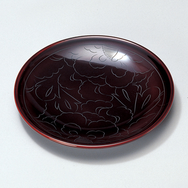 銘々皿 椿 黒 5枚セット 木製 漆塗り (製造中止) 漆器の井助