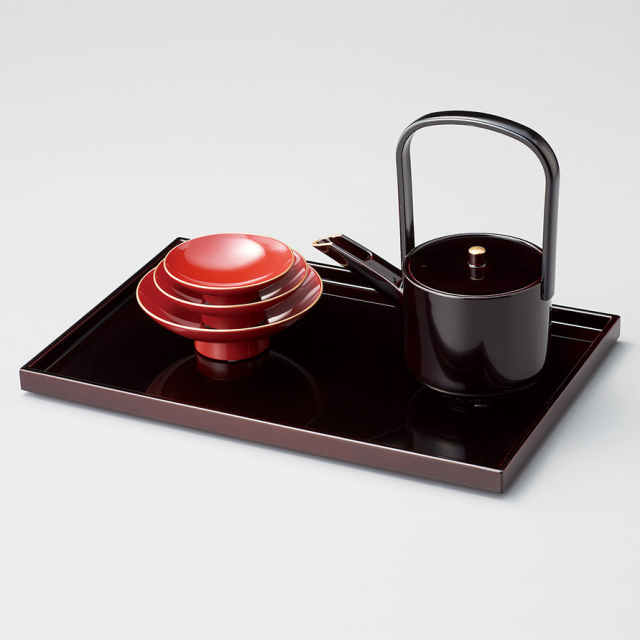 屠蘇器 松竹梅鶴亀 朱/黒 木製 漆塗り 12-15201/15202 漆器の井助