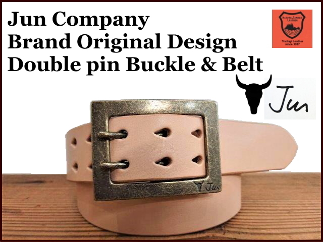 JUN COMPANYオリジナルデザイン ダブルピンバックル付き栃木レザー