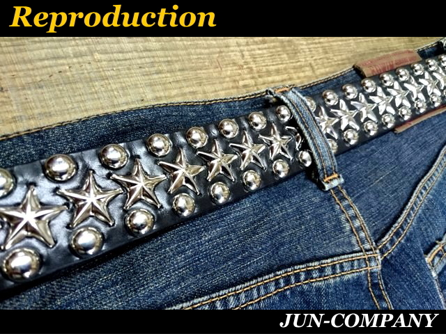 スタッズベルト ラウンド＆シルバースタースタッズベルト 【ブラック】40mm