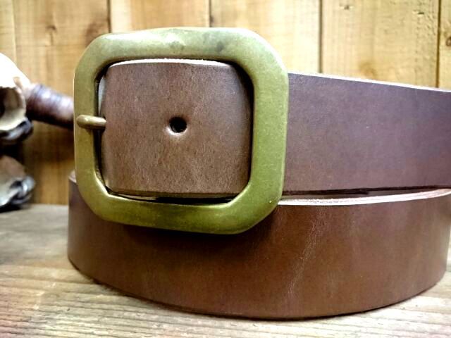 栃木オイル多脂革レザーベルト 【チョコレートブラウン】38mm 革NO