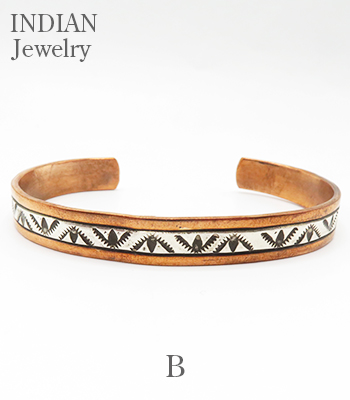 INDIAN JEWELRY ナバホ族|スタンプワーク|カッパー|シルバー|バングル