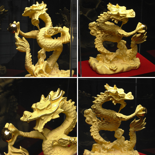 改運】進宝龍【純金仕上げ】（風水の龍、龍の置物）【送料無料】(f50141)