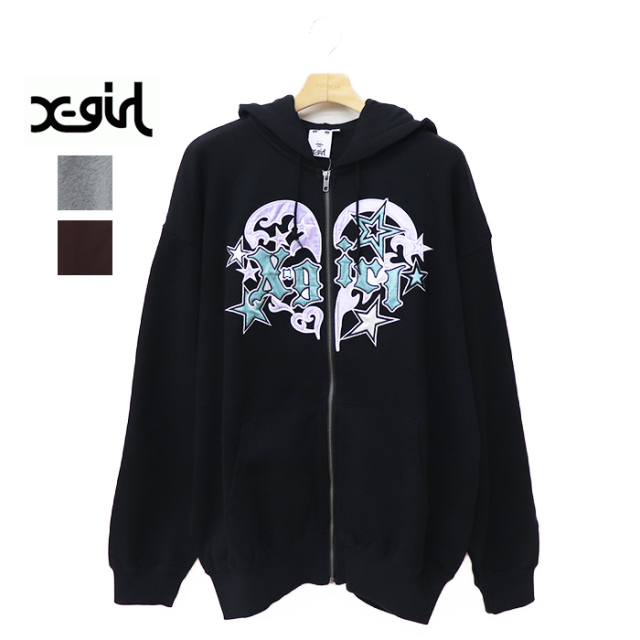 X-girl エックスガール レディース TRIBAL HEART ZIP UP SWEAT HOODIE