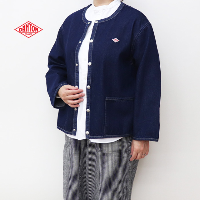 DANTON ダントン レディース ノーカラー デニムジャケット WOMEN DT