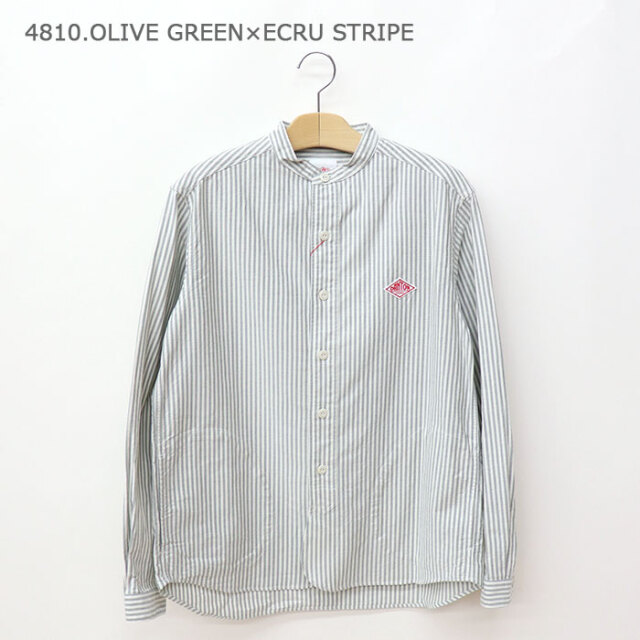 DANTON ダントン メンズ オックスフォード バンドカラーシャツ STRIPE
