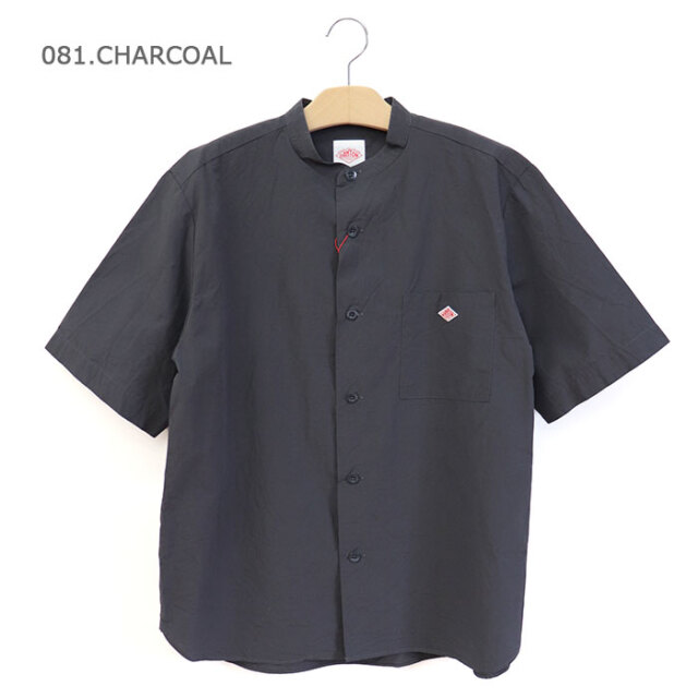 DANTON ダントン メンズ コットンリネン 半袖バンドカラーシャツ SOLID