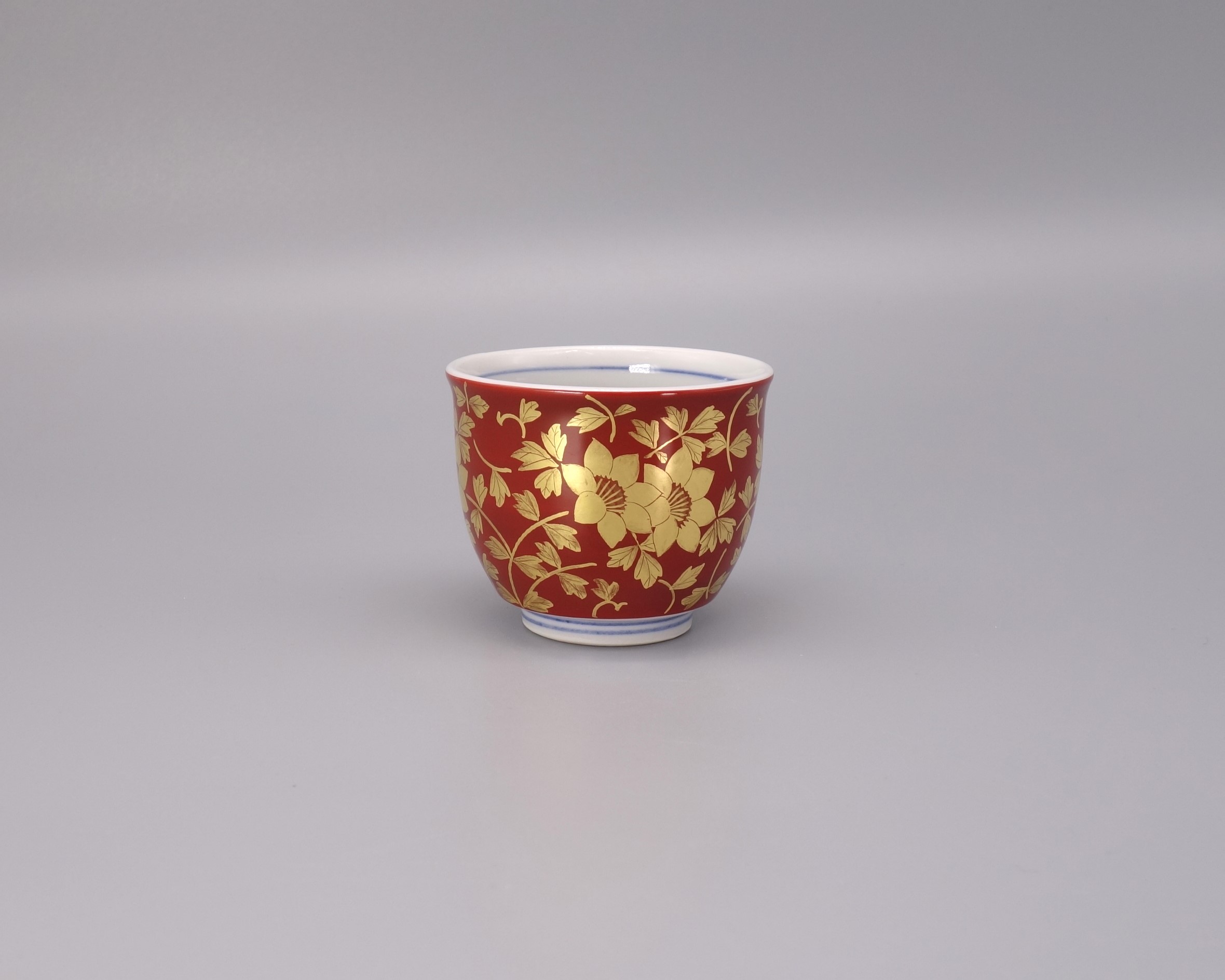 ぐい呑 金襴手唐草（朱） [ 人間国宝 吉田美統 ]