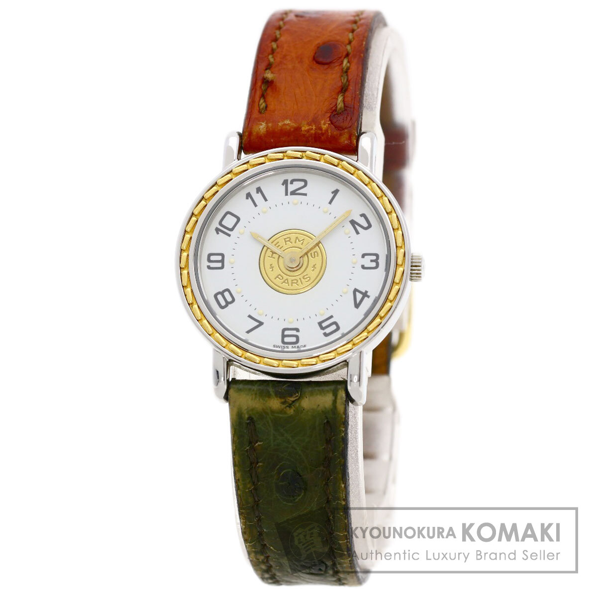 HERMES エルメス セリエ 腕時計 ステンレススチール/オーストリッチ