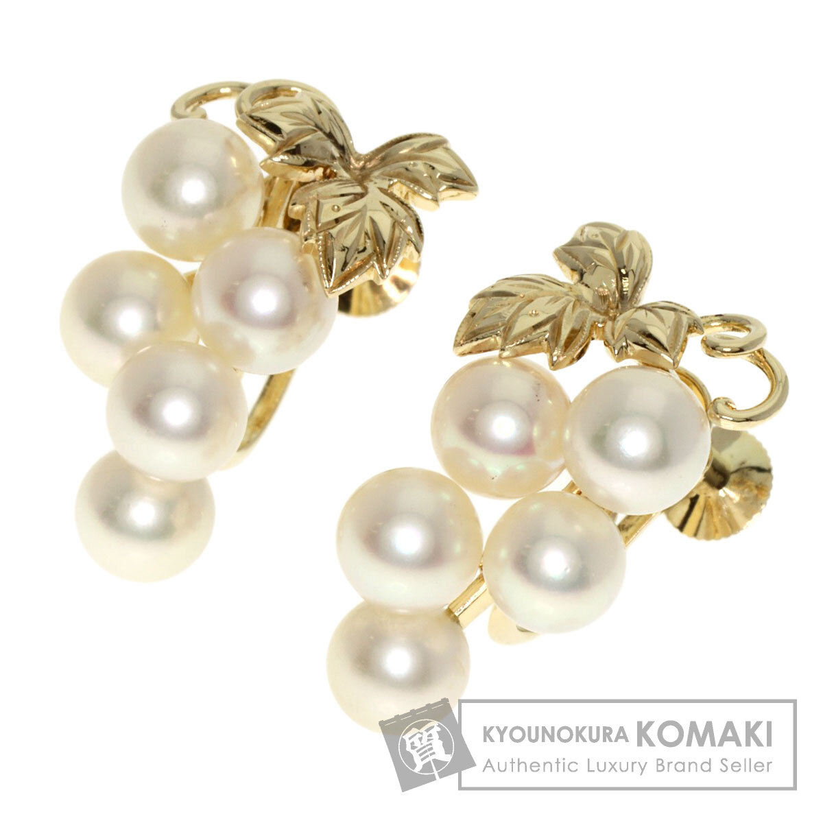 MIKIMOTO ミキモト アコヤパール 真珠 葡萄モチーフ イヤリング K14