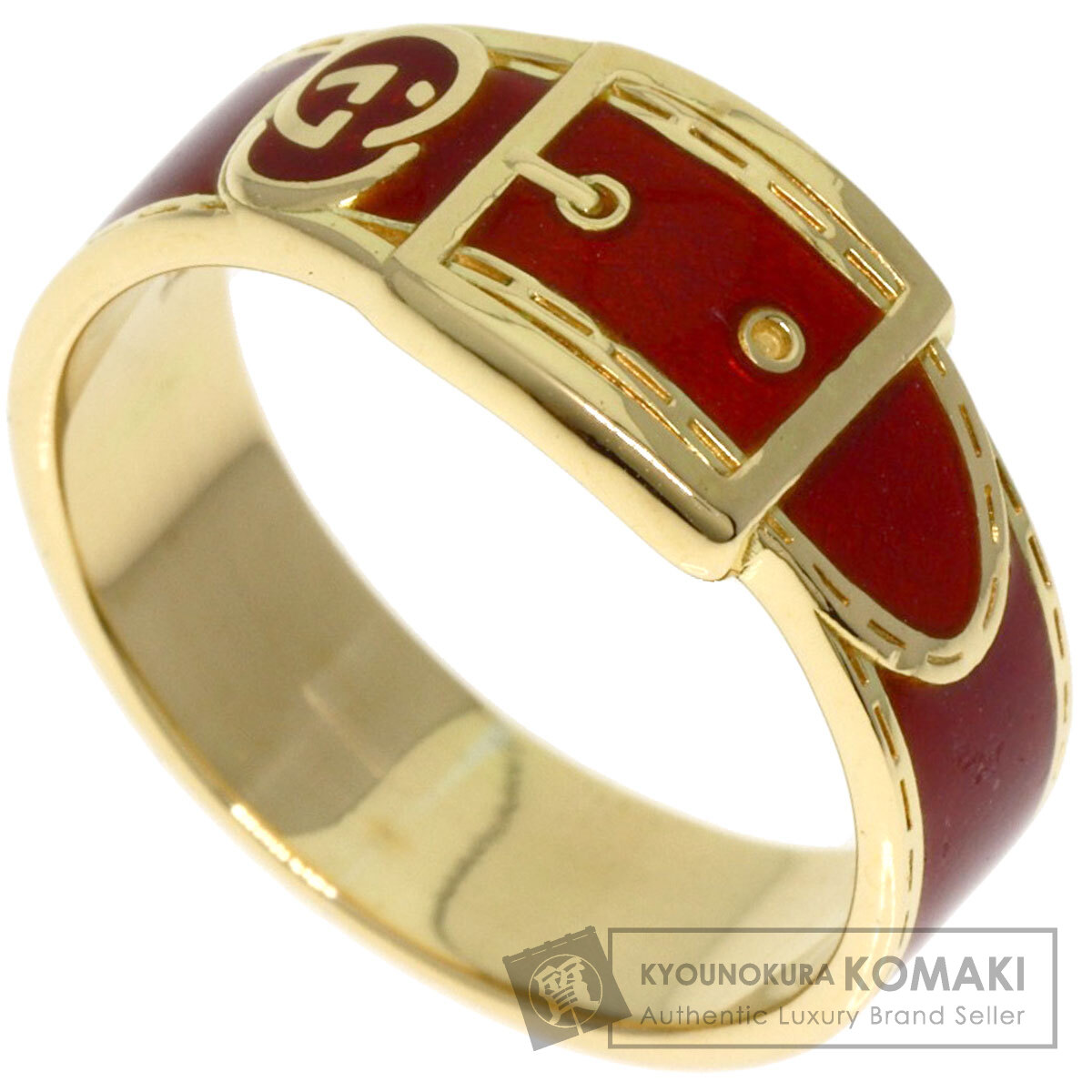 GUCCI グッチ ベルトモチーフ エナメル リング・指輪 K18イエロー