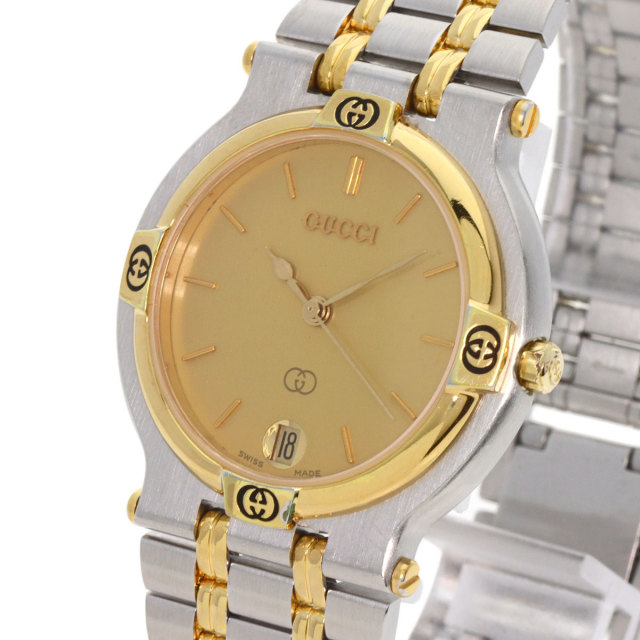 GUCCI グッチ 9000M ラウンドフェイス 腕時計 ステンレススチール
