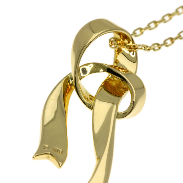 MIKIMOTO ミキモト リボンモチーフ ネックレス K18イエローゴールド