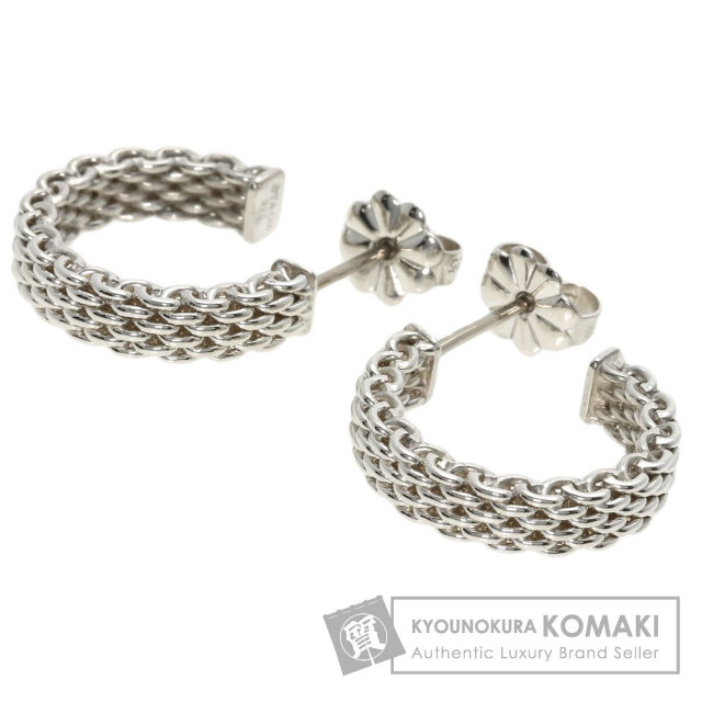 TIFFANY&Co. ティファニー サマセットメッシュ フープ ピアス シルバー