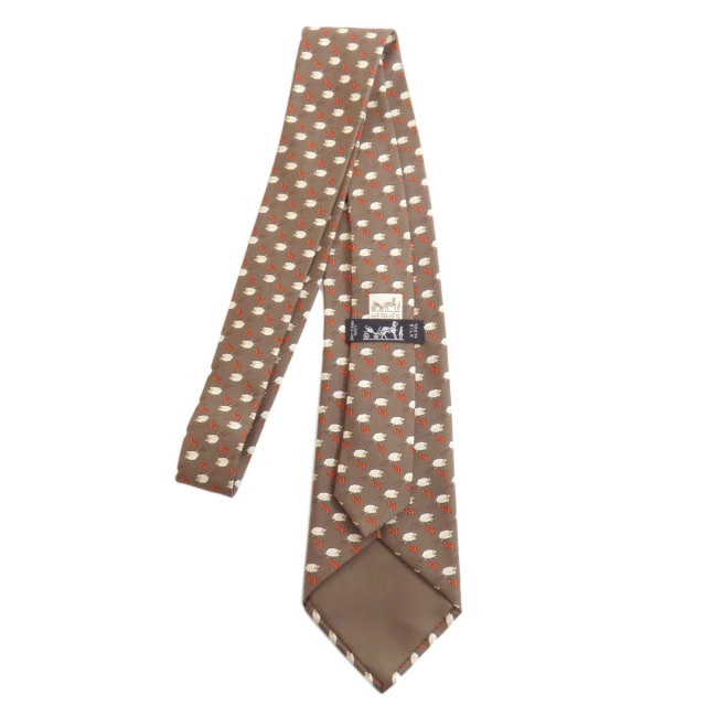 HERMES エルメス ヒツジ柄 ネクタイ シルク メンズ [中古] ブランド京