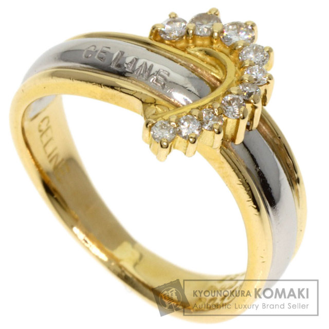CELINE セリーヌ ロゴ ダイヤモンド リング・指輪 K18イエローゴールド