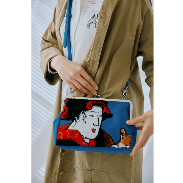 KY80-1113／がま口クラッチバッグ／娘と猫