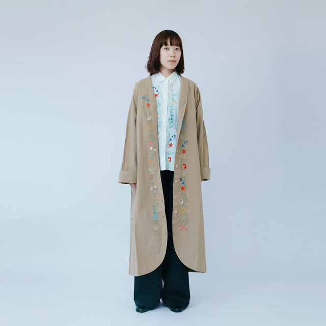 KY29-1025／薄手ロングコート[播州織]／四季の花
