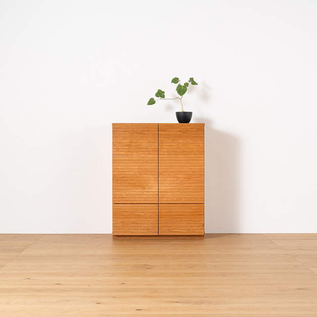 風雅／FUUGA サイドキャビネット98（ブラックチェリー-スリット）