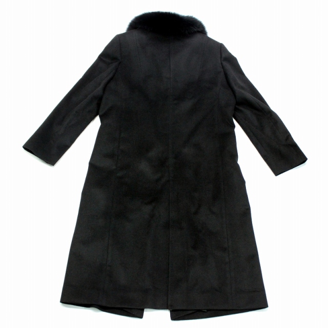 カシミヤコート フォックス レディース ロングコート ブラック M/L/LL