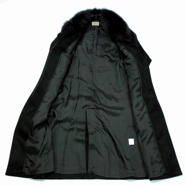 カシミヤコート フォックス レディース ロングコート ブラック M/L/LL