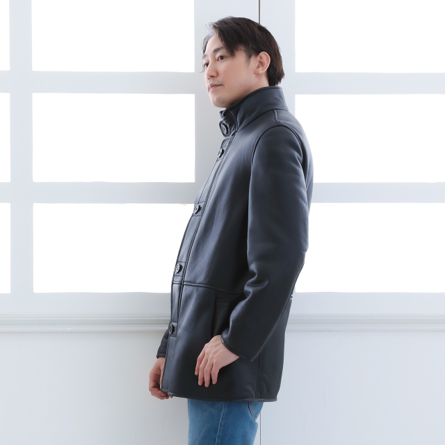 ムートンコート ハーフコート メンズ 本革コート 6012