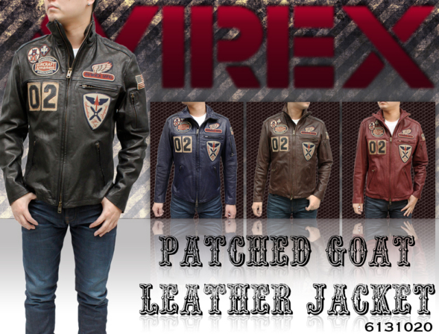 メンズ AVIREX アビレックス パッチドゴート （ヤギ革） ステンカラー