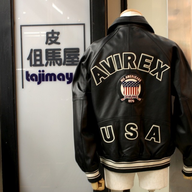 AVIREX 人気スタジャン レザーメンズ 本革ジャケット ヴァーシティ