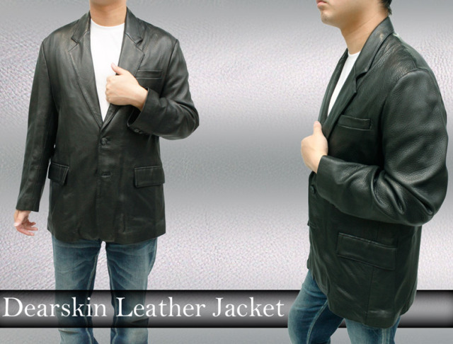 革ジャケット メンズ レザージャケット ディアスキン（鹿革） 2ボタン
