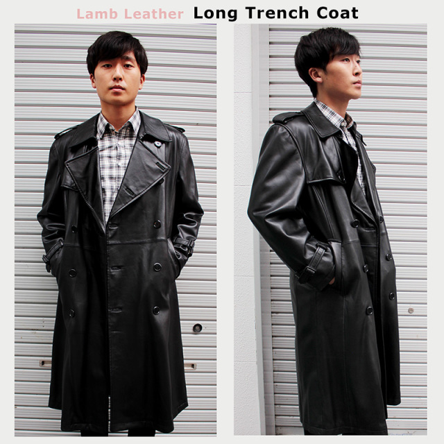有名ブランド ラム革 トレンチコート ブラック/ブラウン M/L/LL/3L