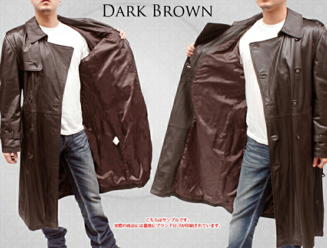 有名ブランド ラム革 トレンチコート ブラック/ブラウン M/L/LL/3L