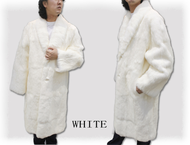 ラビット 毛皮コート メンズ フリーサイズ 薄ピンク 38200-110