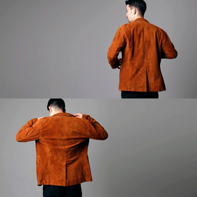 Mo-Laws 山羊革 スエード テーラードジャケット 2つボタン メンズ