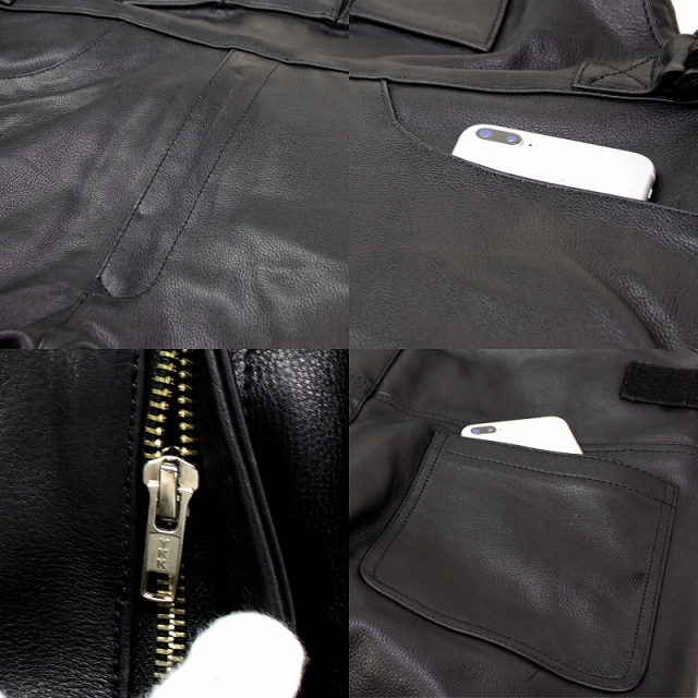 Mo-Laws 牛革 オーバーオール メンズ ブラック S/M/L/LL/3L/ MLJS001